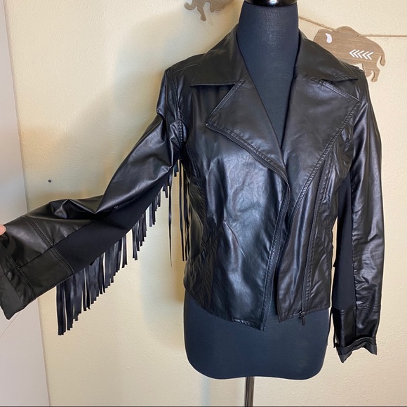 Jackets & Blazers - Faux leather fringe jacket